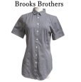 画像1: Brooks Brothers(ブルックス ブラザーズ)　レディース　レギュラーカラーシャツ　半袖　チェックシャツ　黒　白　0 (1)