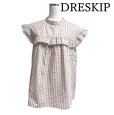 画像1: DRESKIP ドレスキップ　チェックブラウス　ノースリーブ　白　ベージュ　9号 (1)