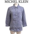 画像1: MICHEL KLEIN　ミッシェルクラン　レディース　リネンシャツ　7分袖　レギュラーカラーシャツ　無地　ダンガリー色　M (1)