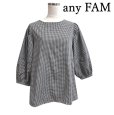 画像1: any FAM　エニィファム　組曲　プルオーバーシャツ　7分袖　ギンガムチェック　黒　白　F (1)