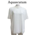 画像1: Aquascutum　アクアスキュータム 　レディース　半袖カットソー　シフォン付き　フォーマル　白　ホワイト　無地　9号　 (1)