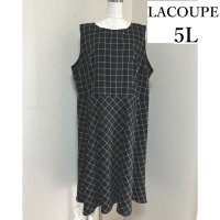 画像1: LACOUPE(ラ・クープ)　大きいサイズ　レディース　ジャンパースカート　チェック　黒　5L