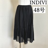 画像1: INDIVI(インディヴィ)　レディース　膝丈スカート　接触冷感　大きいサイズ　フォーマルスカート　黒　48号