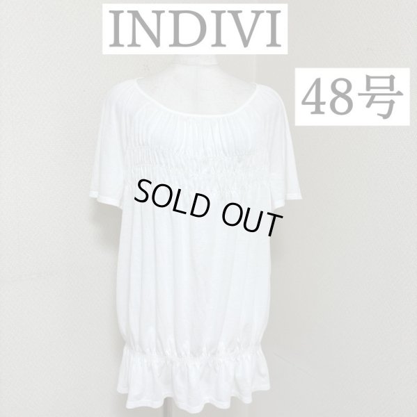画像1: INDIVI　インディビ　インディヴィ　大きいサイズ　レディース　半袖　カットソー　ホワイト　白　48号 (1)