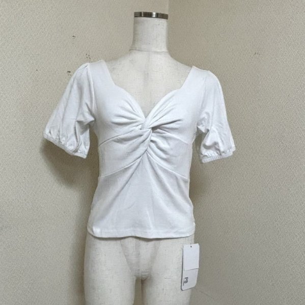 画像1: タグ付き　プライベートビーチ　ショート丈　Tシャツ　半袖　ホワイト　LL (1)