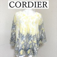 画像1: CORDIER（コルディア）　プルオーバーブラウス　イエロー　スカーフ柄　40号