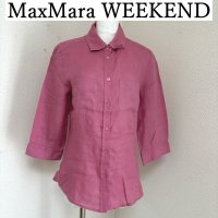 画像1: MaxMara WEEKEND マックスマーラウィークエンド　レディース　リネンシャツ　７分袖　パープルピンク　無地　L