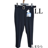 画像1: しまむら HinaStyle　レディース　テーパードパンツ　さらさら　オフィスパンツ　ウエストベルト　紺　無地　LL