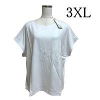 画像1: GU　レディース　カットソー　半袖　接触冷感　バックボタン フレンチスリーブ　Tシャツ　ホワイト　無地　3XL