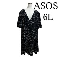 画像1: ASOS　エイソス　レディース　ワンピース　半袖　接触冷感　黒　ドット　6L