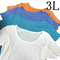 画像1: 4色セット　レディース　大きいサイズ　Tシャツ　フレンチスリーブ　半袖　汗取りパッド付　3L　