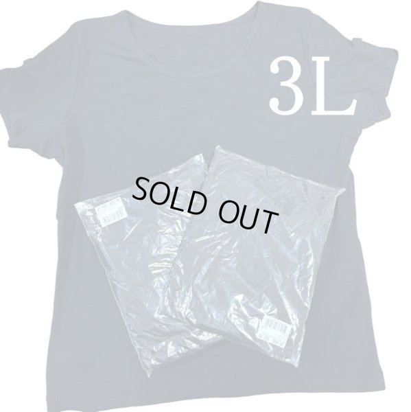 画像1: 3枚セット　レディース　大きいサイズ　汗取りインナー　Tシャツ　フレンチスリーブ　半袖　汗取りパッド付　3L　黒　 (1)