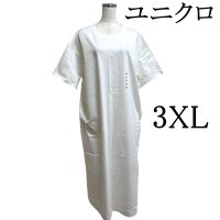 画像1: ユニクロ レディース ロングワンピース 夏 マーセライズコットン ロングTワンピース 半袖 XXL 白