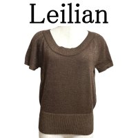 画像1: Leilian（レリアン）レディース　サマーニット　半袖　ブラウン　ラメ　11号　L