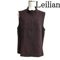 画像1: Leilian（レリアン）レディース　前ボタン　ベスト　ハイネック　パープル　無地　13号　LL　秋  レディース アウター