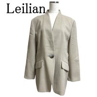 画像1: Leilian（レリアン）LANERIE PIERO TONELLA　レディース　ノーカラージャケット　ライトグレー　11号　L