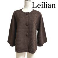 画像1: Leilian（レリアン）レディース　大きいサイズ　ニットボレロ　カーディガン　7分袖　ダークブラウン　13号　LL