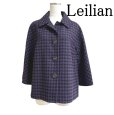 画像1: Leilian（レリアン）×MOON　レディース　大きいサイズ　ウールショートコート　千鳥格子　パープル　13号　LL (1)