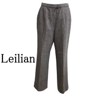 画像1: Leilian（レリアン）レディース　大きいサイズ　ウールパンツ　チェック　11号　L　ブラウン