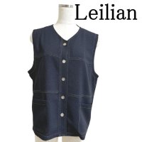 画像1: Leilian（レリアン）レディース　ベスト　インディゴ　シルバーステッチ　13号