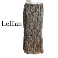 画像1: Leilian（レリアン）レディース　プリントスカート　ロング　13号　ベージュ　秋　春