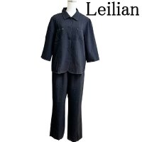 画像1: Leilian（レリアン）レディース　大きいサイズ　セットアップスーツ　TESSIL GROSSO　パンツスーツ　13号　ダークグレー　秋　春　夏