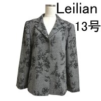 画像1: Leilian（レリアン）レディース　ウール　シングルジャケット　グレー　花刺繍　13号