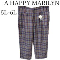 画像1: ア　ハッピーマリリン　A HAPPY MARILYN　高みえ チェックパンツ　パープル　5L-6L　冬