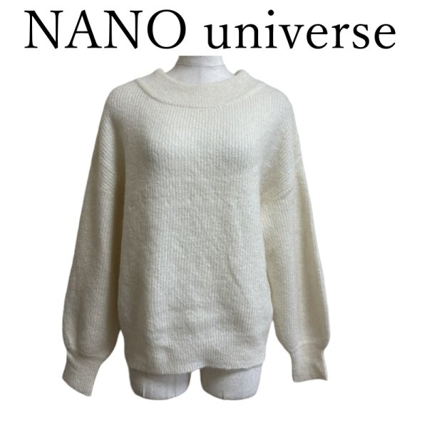 画像1: NANO universe（ナノユニバース）　レディース　ハイネックニット　長袖　ホワイト　厚手　Ｆ　リブニット (1)