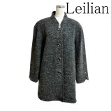 Leilian（レリアン）ベロア切り替え　襟付き　ニットカーディガン　9号　グレー ブランド古着の通販・買取・販売ならリサイクルショップてんとうむし