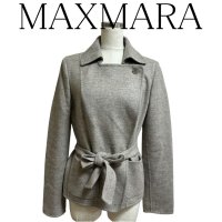 画像1: MAXMARA　マックスマーラ　アンゴラブレンド　レディース　ショートコート　グレー　40