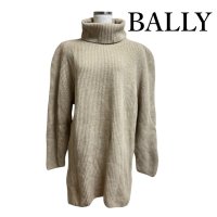 画像1: BALLY レディース カシミヤブレンド ウール タートルネックニット 長袖 セーター ベージュ リブニット ベージュ