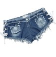 画像1: kurijyua　レディース　大きいサイズ　ローライズ　ショートパンツ　サイド編み上げ　デニム (1)