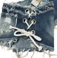 画像5: kurijyua　レディース　大きいサイズ　ローライズ　ショートパンツ　サイド編み上げ　デニム (5)