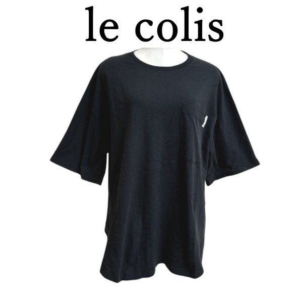 画像1: le colis(ル コリ)レディース　Tシャツ　半袖カットソー　黒　無地ポケット付き (1)