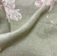 画像8: ローラアシュレイ　ワンピース　膝下　　綿麻　ノースリーブ　モスグリーン　花刺繍　13号 (8)