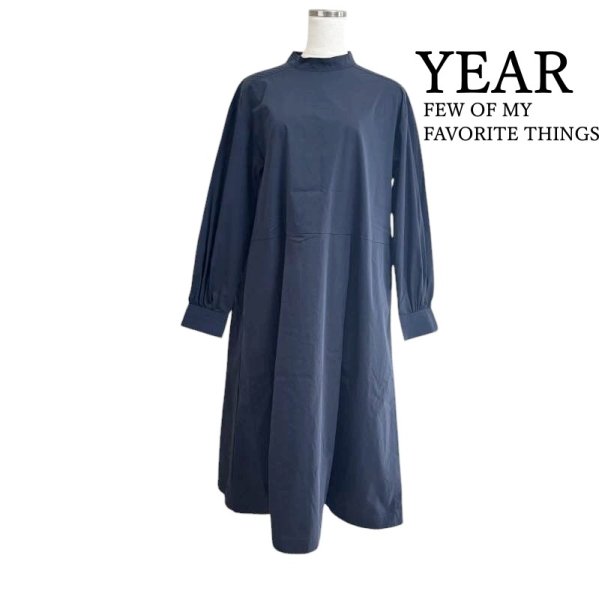 画像1: YEAR　FEW OF MY FAVORITE　THINGS　ロングワンピース　長袖　ツイルシャツワンピース　ネイビー　無地　F (1)