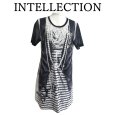 画像1: INTELLECTION　インテレクション　レディース　立体プリント　Tシャツ　半袖カットソー　ロング　チュール袖　パール　42号 (1)