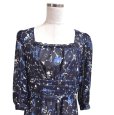 画像2: KETTY　NEMI 　ケティ　レディース　ワンピース ひざ丈　スクエアネック　7分袖　ネイビー　花柄　11号 (2)