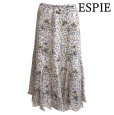 画像1: ESPIE エスピエ　オールシルク　シフォンスカート　ひざ丈　レトロ花柄　アイボリー　M (1)
