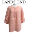 画像1: ランズエンド　 LANDS' END レディース　リネン　プルオーバーシャツ　サーモンピンク　11号 (1)