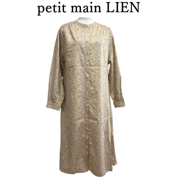 画像1: petit main LIEN【リンク】バンドカラーシャツワンピース　ロング　花柄ワンピース　長袖 (1)