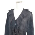 画像2: TO BE CHIC　トゥービーシック　ラッフルフリル　ロングニットカーディガン　ウエストリボン　黒　ブラック　 (2)