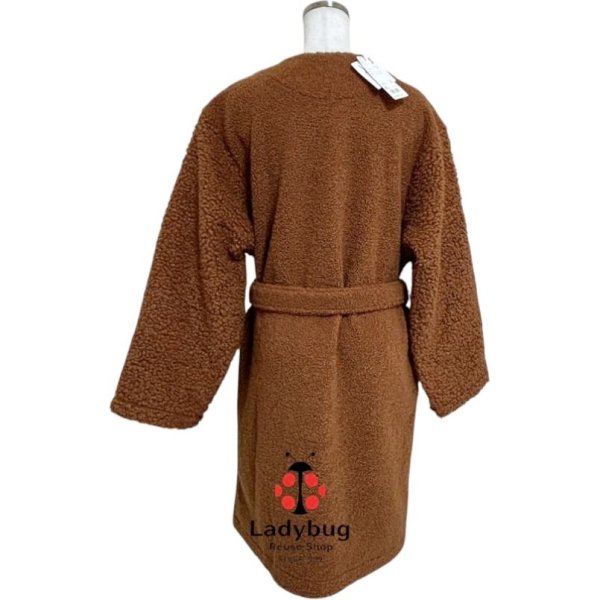 画像3: ユニクロ×アンダーソン　レディース　ボアフリースノーカラーコート　ウエストリボン付き　ブラウン　XL (3)