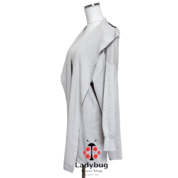 画像2: unfilo　自由区　ボタンレス　フード付きロングニットカーディガン　ライトベージュ　44号 (2)