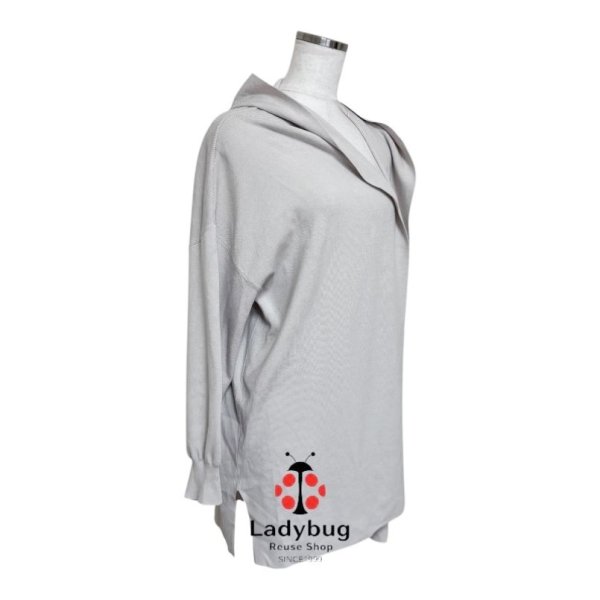 画像4: unfilo　自由区　ボタンレス　フード付きロングニットカーディガン　ライトベージュ　44号 (4)