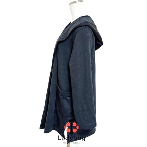 画像4: しまむら　ボタンレス裏起毛スウェットカーディガン　フード付き　黒　ブラック　LL (4)