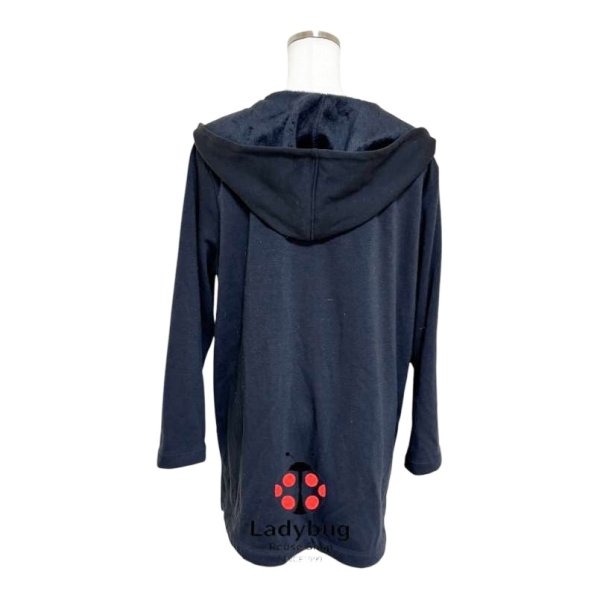 画像5: しまむら　ボタンレス裏起毛スウェットカーディガン　フード付き　黒　ブラック　LL (5)