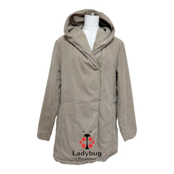 画像1: ミッシェルクラン　レディース　フード付き　ダウン風　中綿コート　ベージュ　40号 (1)