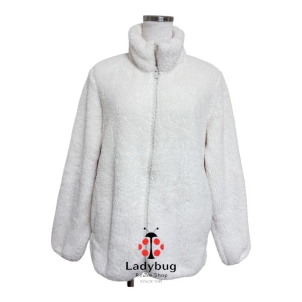 画像1: ユニクロ　レディース　フリースボアジャケット　ホワイト　L (1)